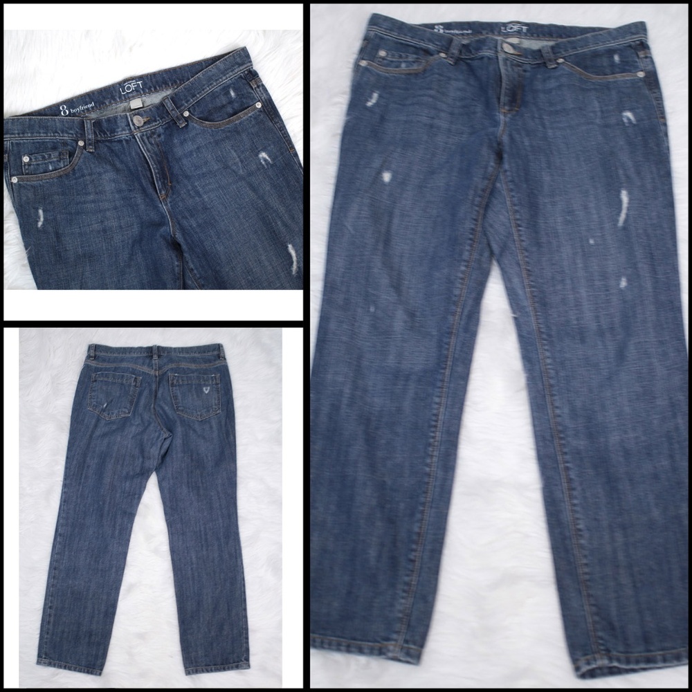 Ann Taylor Loft Jeans Boyfriend Fit Dark Wash 8